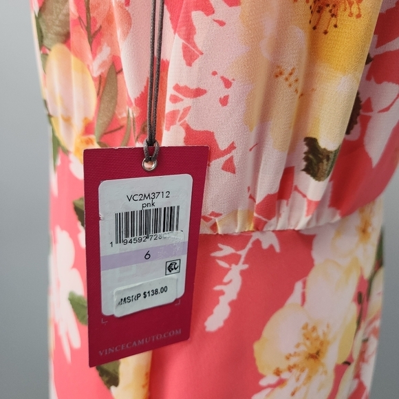 Vince Camuto Sleeveless Floral Chiffon V-Neck Fit & Flare Dress Size 6 NWT - Picture 6 of 12